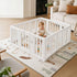BoPeep Large Baby Playpen HDPE Safety Fence with 36 Suction Cups Indoor White-2100034970889359367