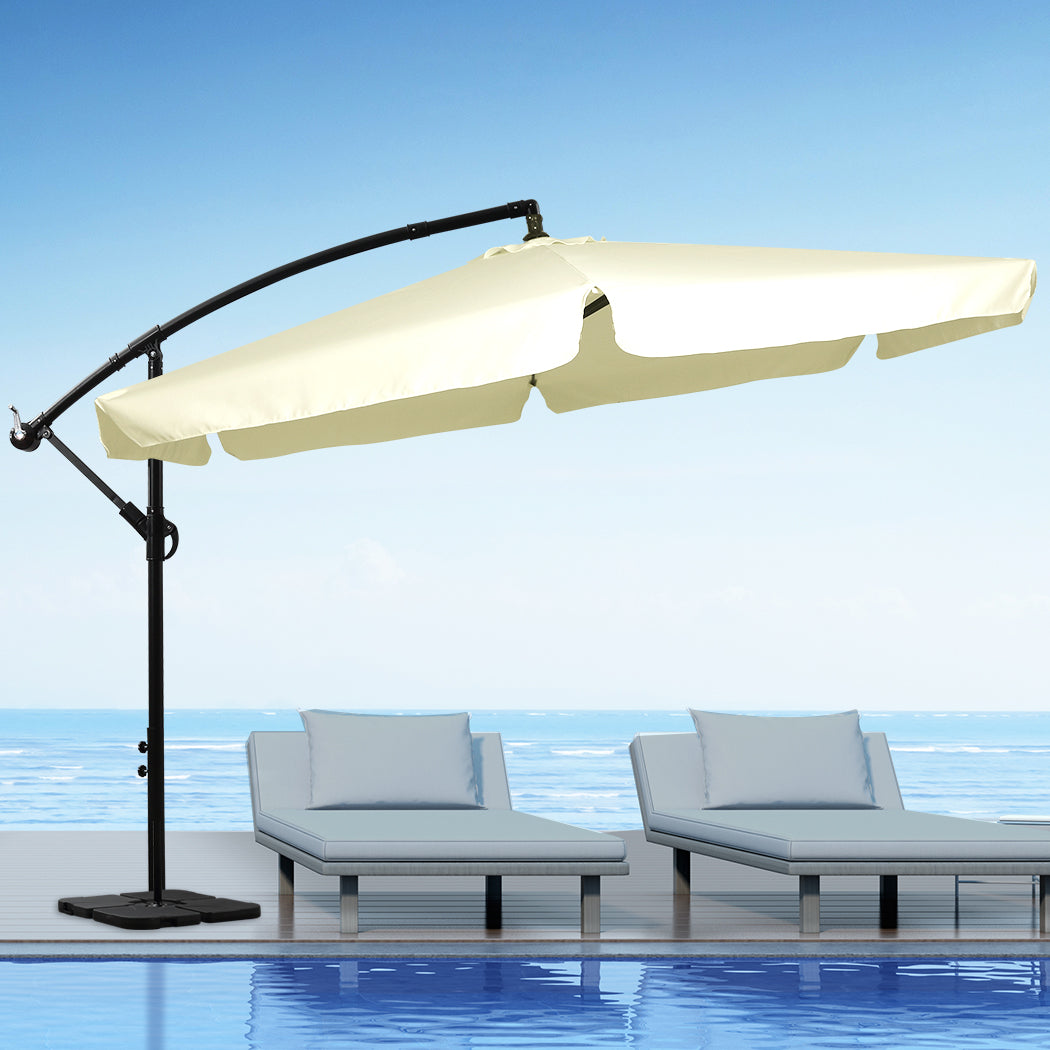 Mountview 3M Outdoor Umbrella Beach Beige With Base-1864184448237572103