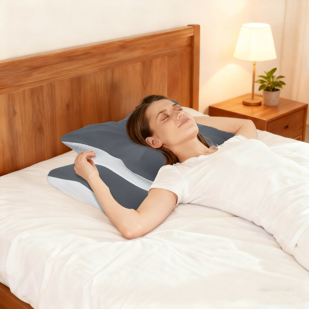 Dreamz Ergonomic Cervical Neck Pillow for Side Back Stomach Sleepers Washable-2061251866569871367