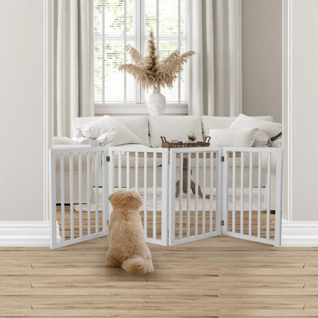 Wooden Pet Gate Dog Fence Retractable White 600x 3MM-2006732964024684551