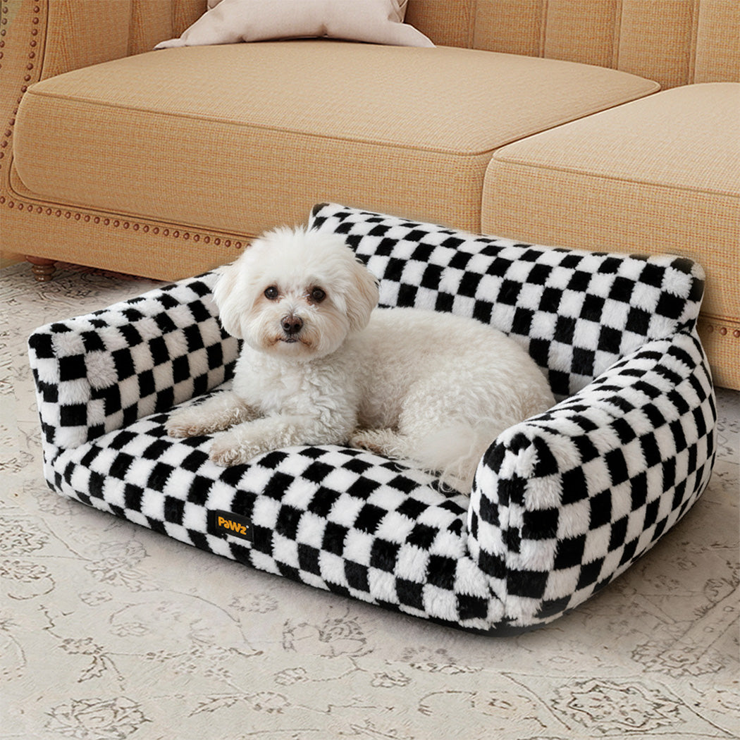 Pawz Pet Bed Plush Checkered Dog Bed Washable Cat Bed-2050056801025658887