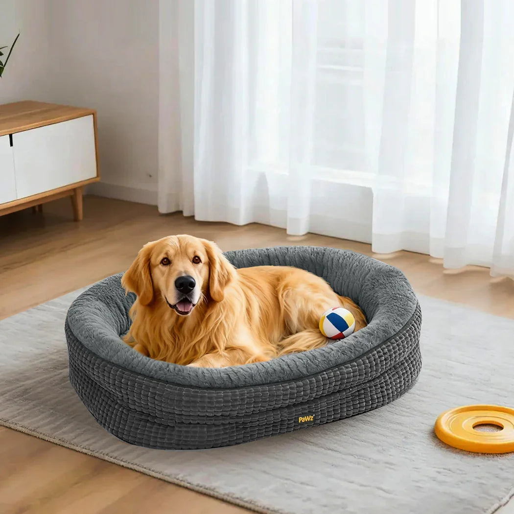 Pawz Orthopedic Plush Dog Bed Soft Washable Pet Bed Grey Cosy Cushion XXL Size-2050056794914557959