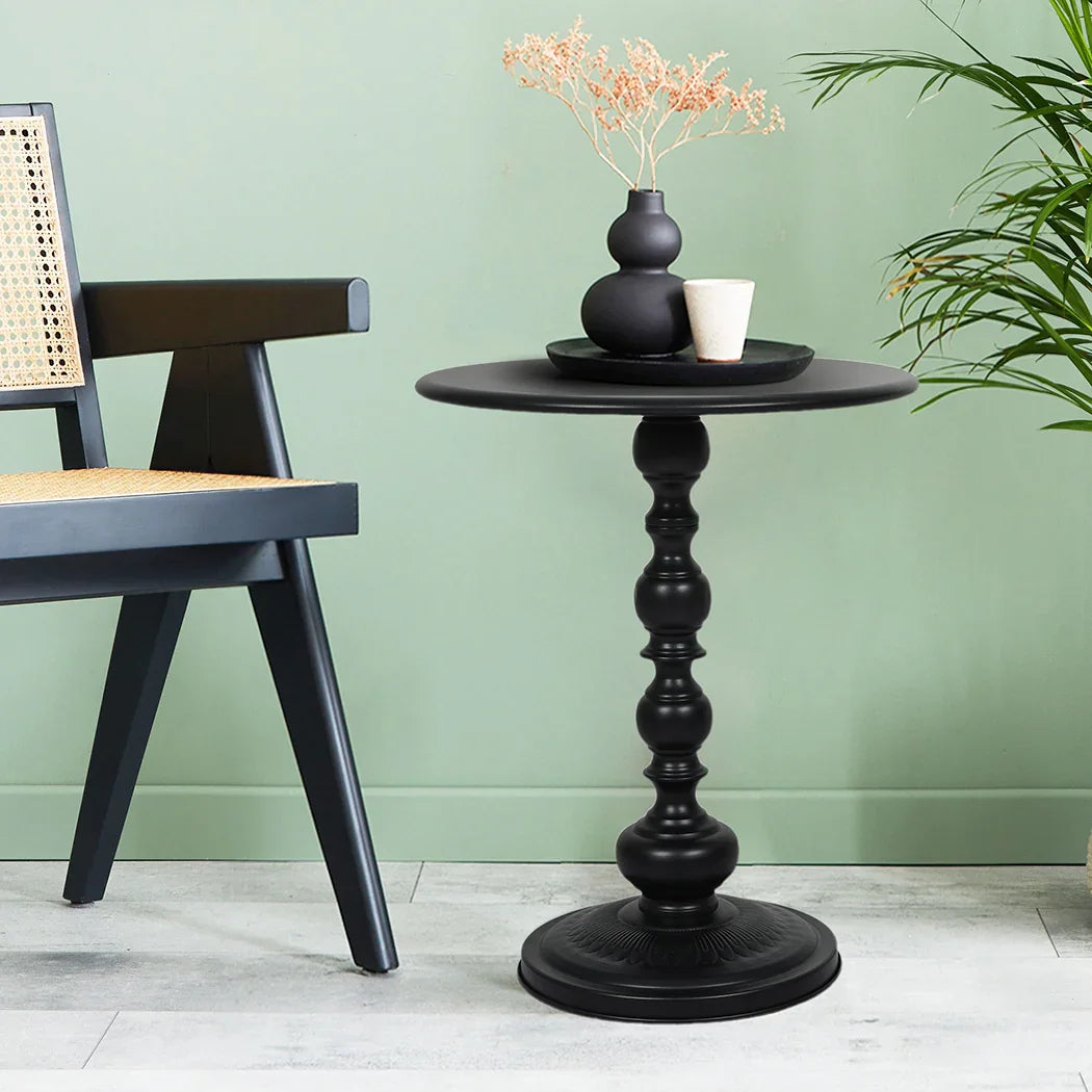 Levede Side Table Vintage End Round Black-2029387286042513415