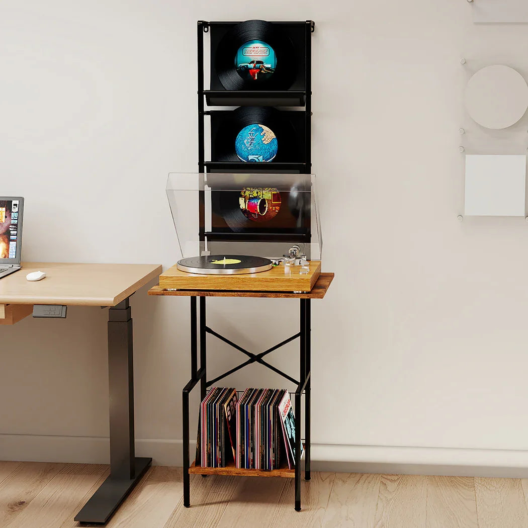 Levede Tall Record Player Stand Vinyl Storage Up to 200 Albums Turntable Rack-2050056774895144968