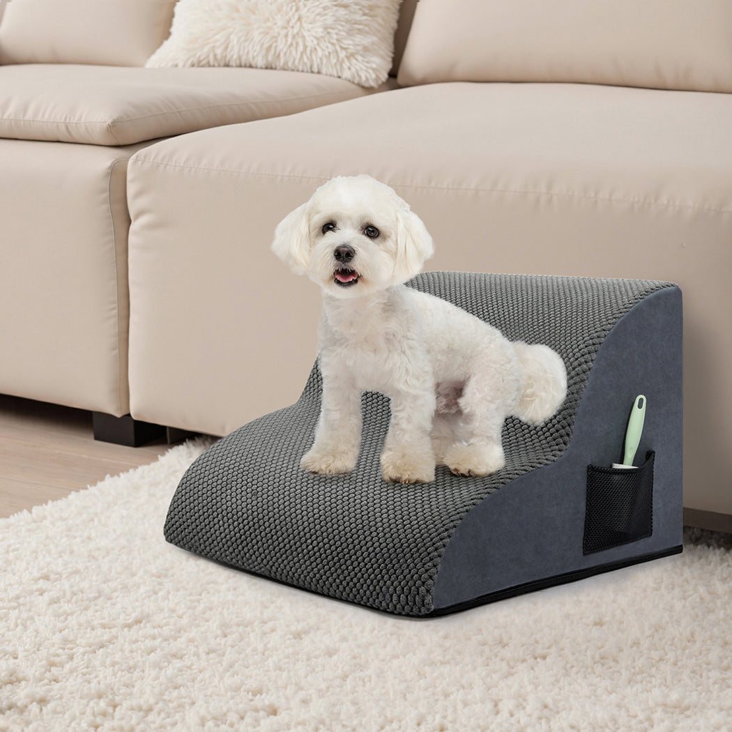 Pawz 2 Steps Pet Stairs Dog Ramp High Density Foam Grey-1938089883792969735