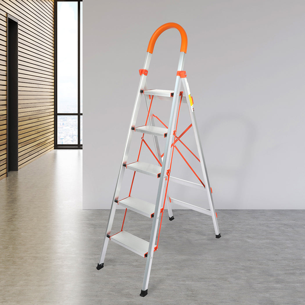 Traderight 5 Step Ladder Folding Aluminium-1886651043337605127