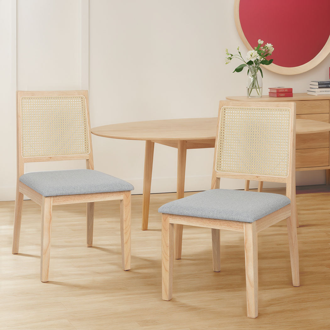 Levede 2x Rattan Dining Chair Solid Wood Lounge-1894516800335515655