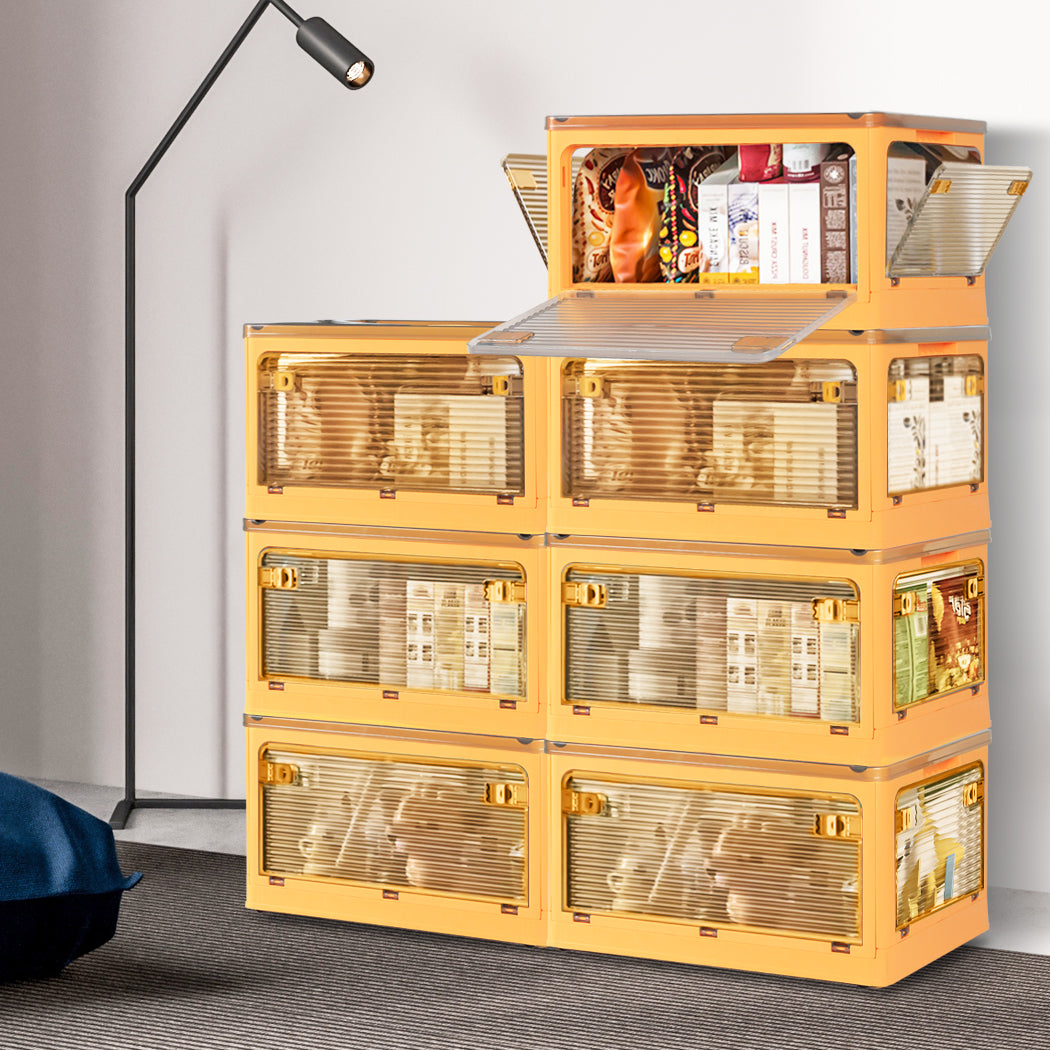 124L Storage Box Stackable Clothes Container L Orange Large-1864184613920968711