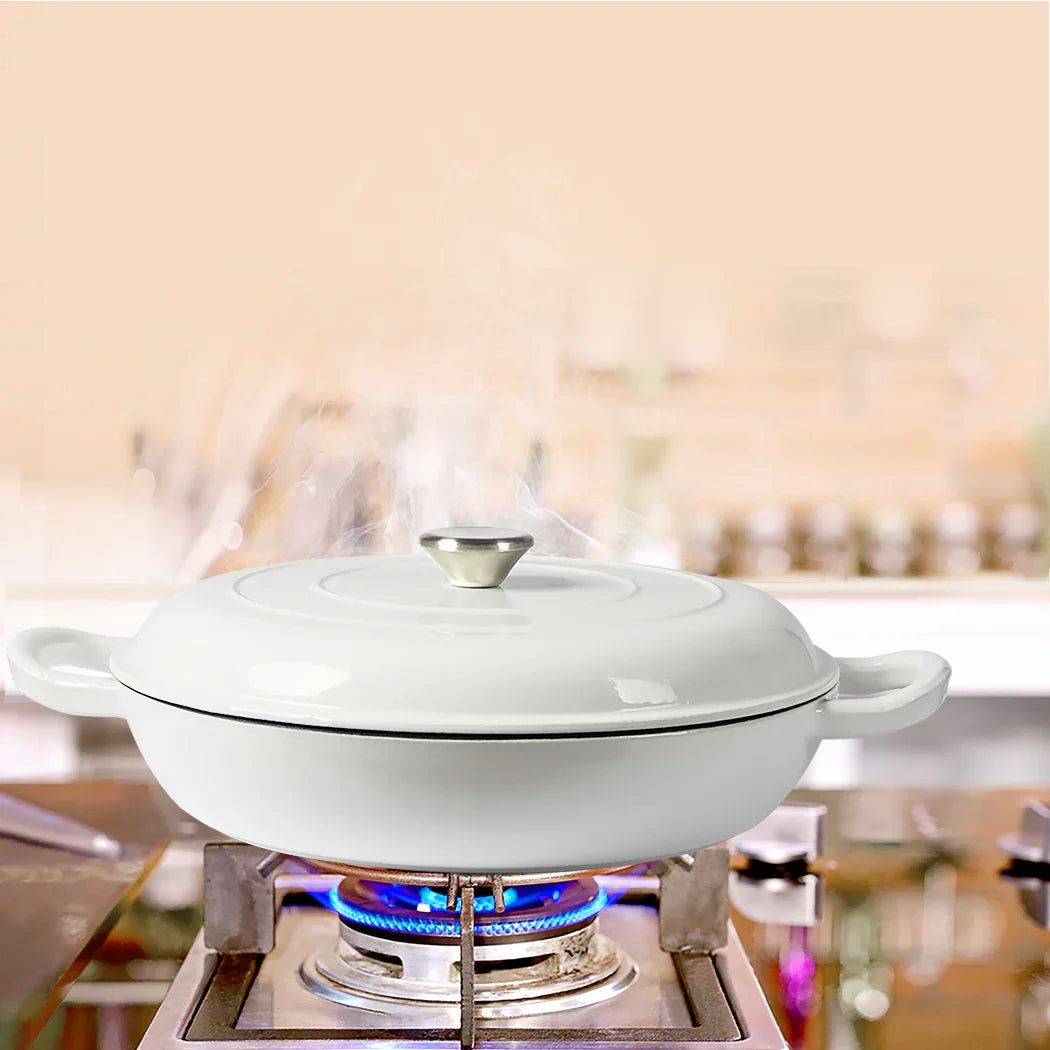 TOQUE 3.5L Enamel Dutch Oven Pan in White Colour-2018816806898241543