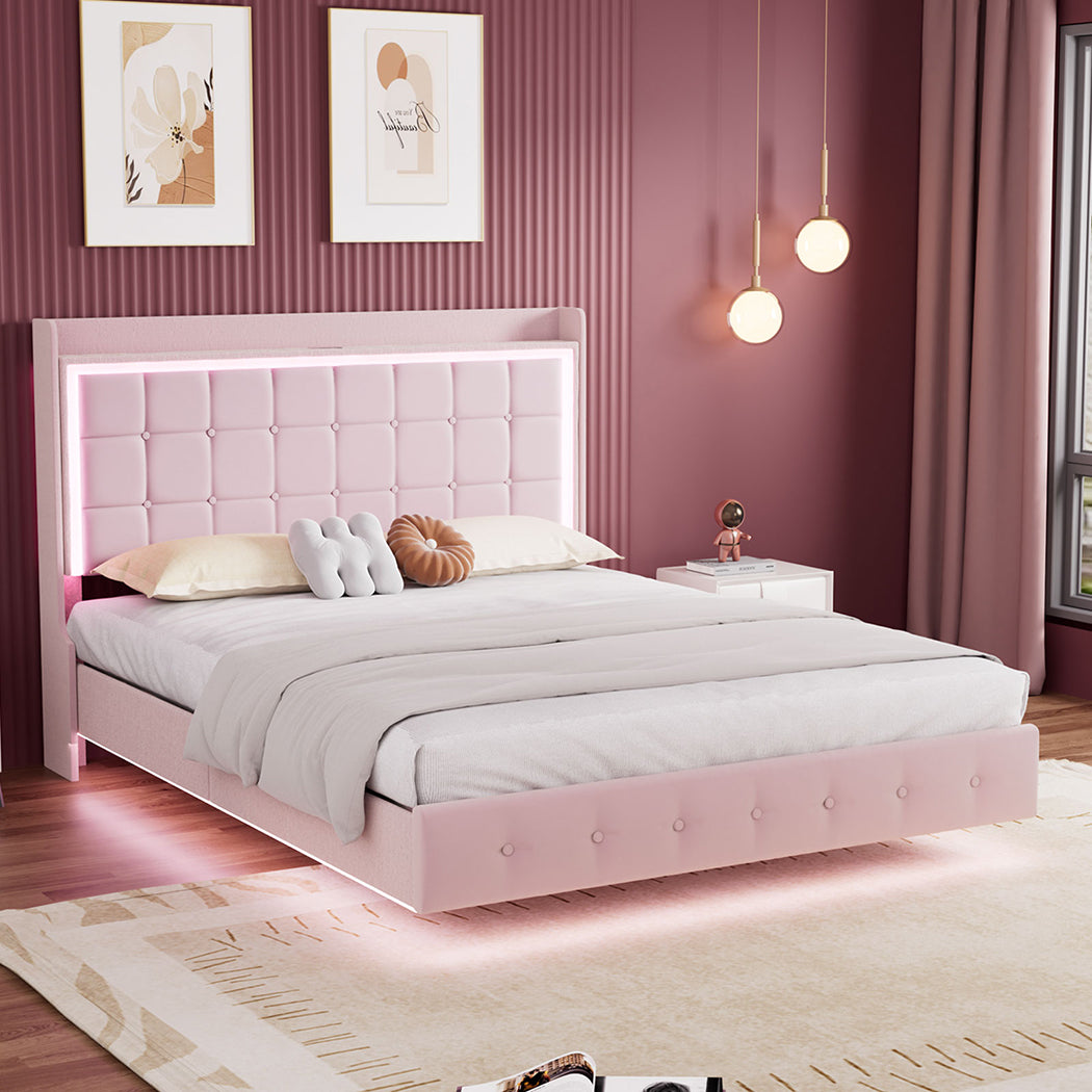 Levede Queen Floating Bed Frame-1942353645228134407