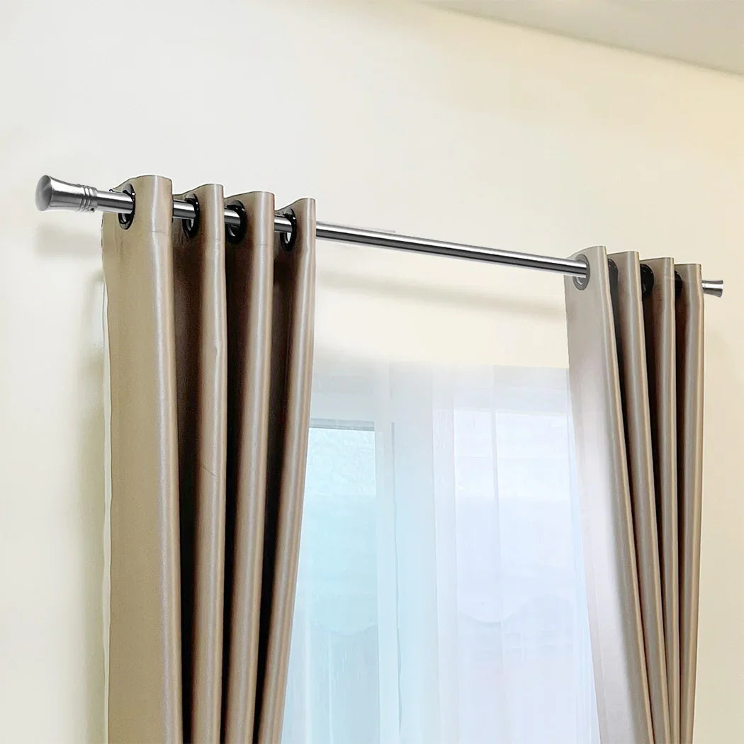 Marlow Satin Nickel Curtain Rod Steel Quiet Rail Pole Pommel Set Adjustable-2018816721514795014