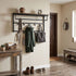 Levede Floating Shelves 10kg Wall Shelf Hooks Coat Rack Metal Wood Black-2100034943223730183