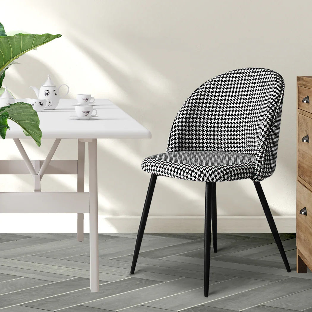 Levede 2x Dining Chairs Kitchen Cafe Black and White-2029387285673414663