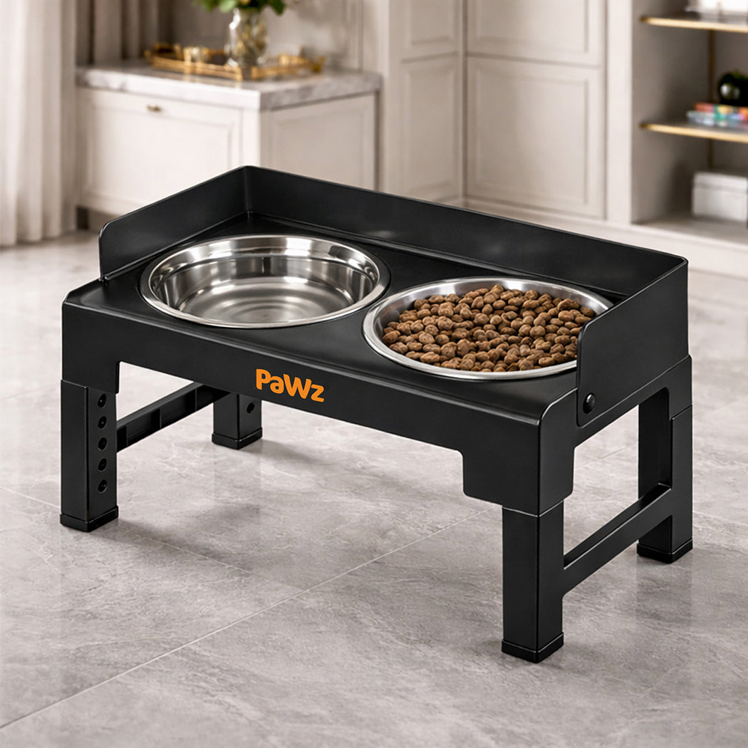 Pawz Elevated Dog Bowls Pet Feeder 6 Height Adjustable Raised Food Water Large-2050056766900801543