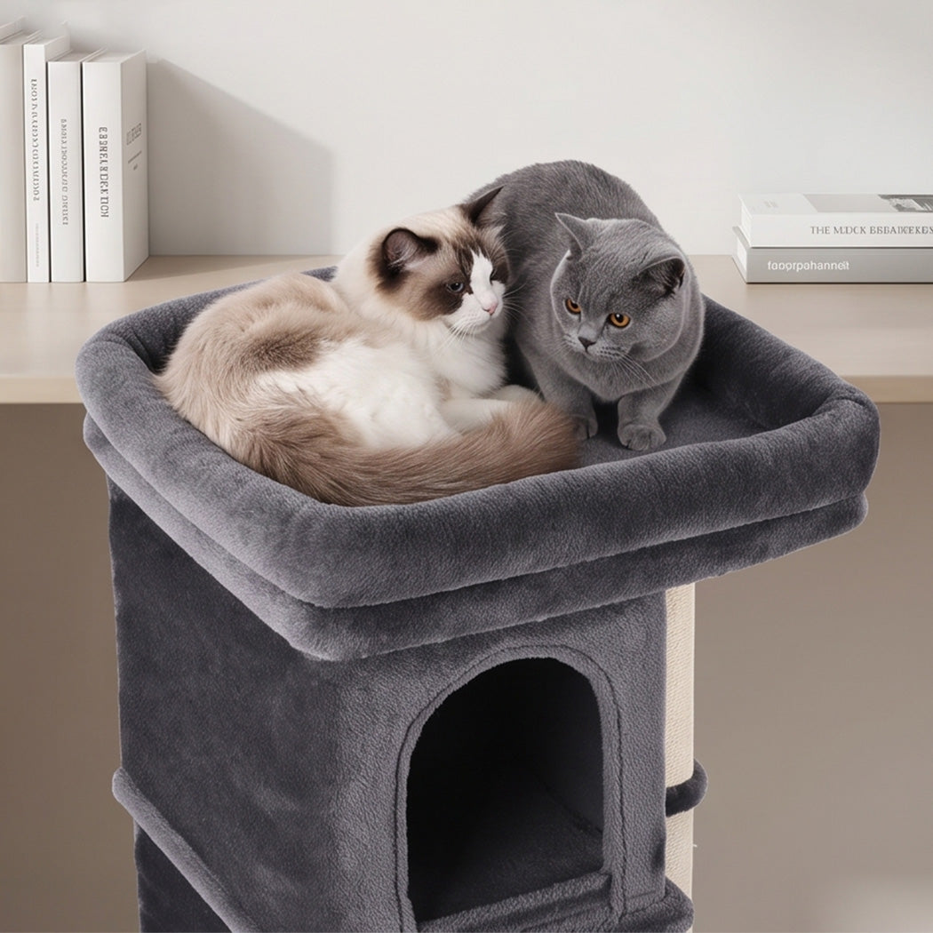 Pawz Cat Tree Cat Tower Top Perch Sisal Post E1 Particle Board Dark Grey-2100034992326447111
