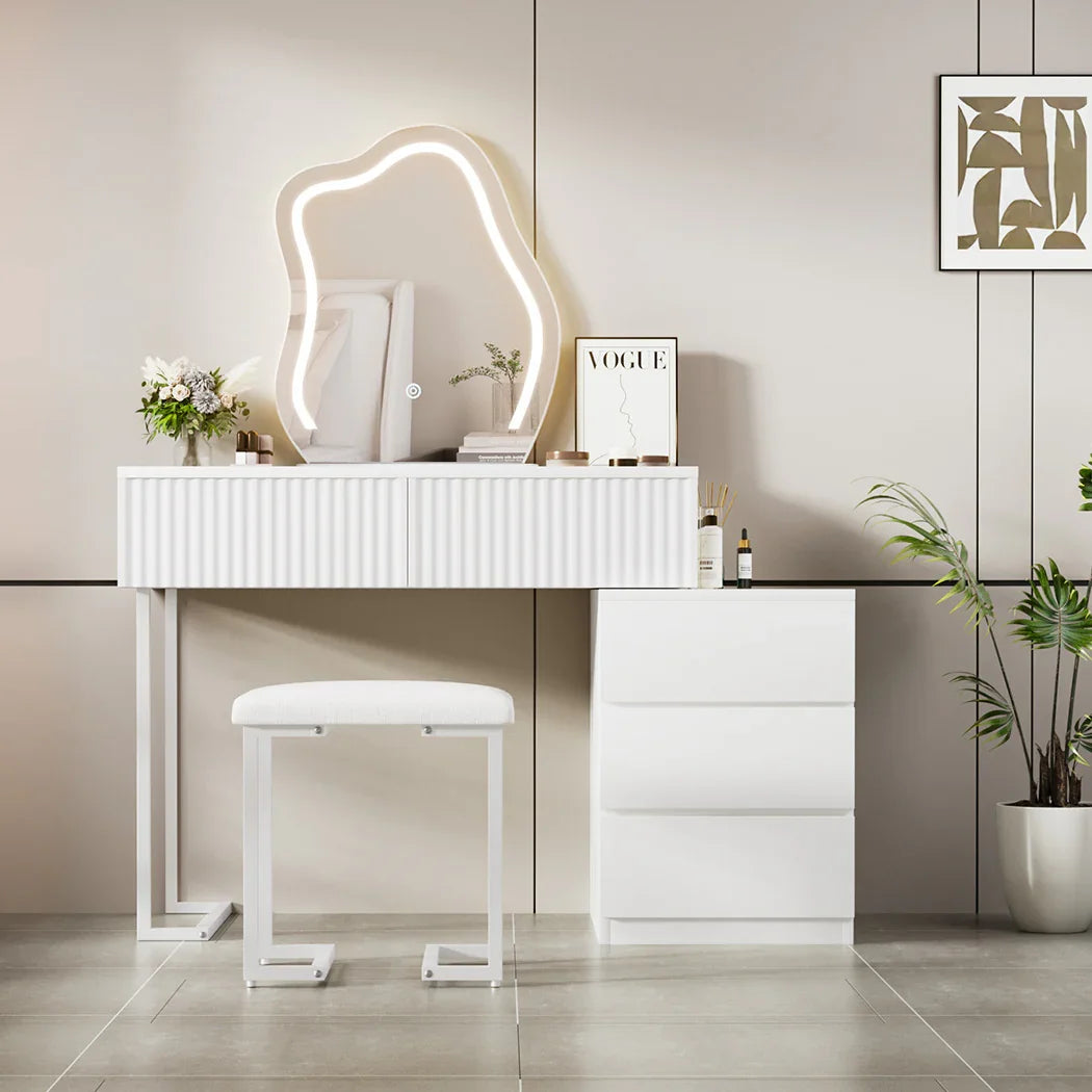 Levede Dressing Table Stool Set with Mirror Led-2029387202596835335