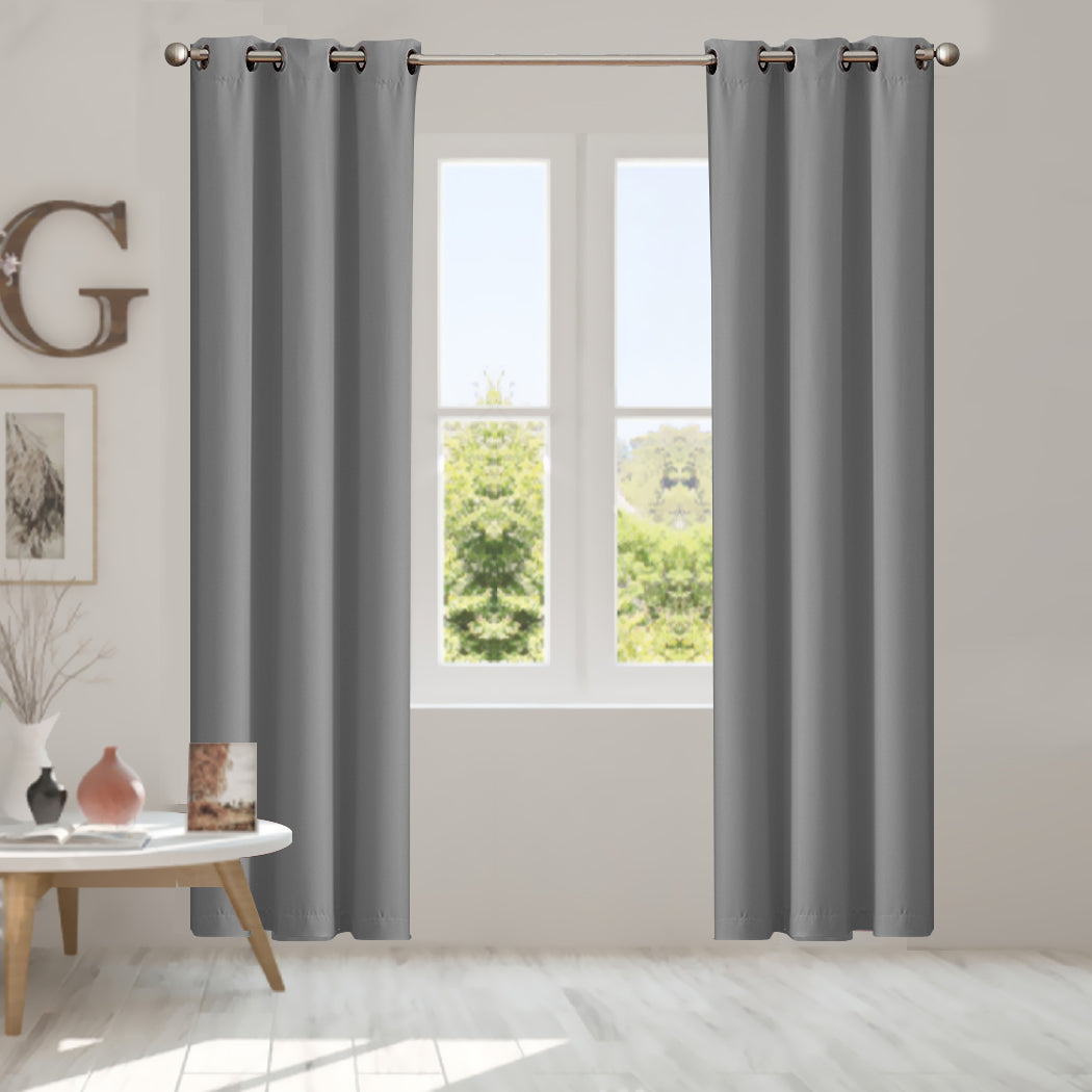 2x Blockout Curtains Panels 3 Layers Grey-2065254604953751558