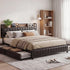 Levede King Bed Frame PU Mattress Base Storage Drawer Headboard USB Charge-2100034936097607687