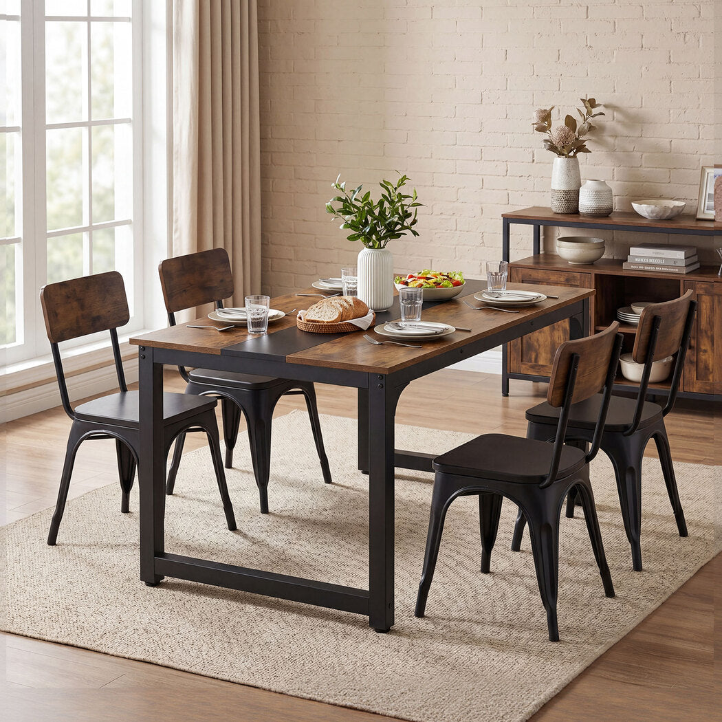 Levede Dining Table 4-6 Seater Industrial Rectangular 160cm Kitchen Restaurant-2072893553973006343