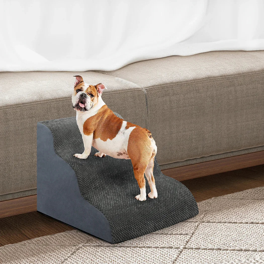 Pawz 3 Steps Pet Stairs Dog Ramp High Density Foam Grey-2029387207948767239