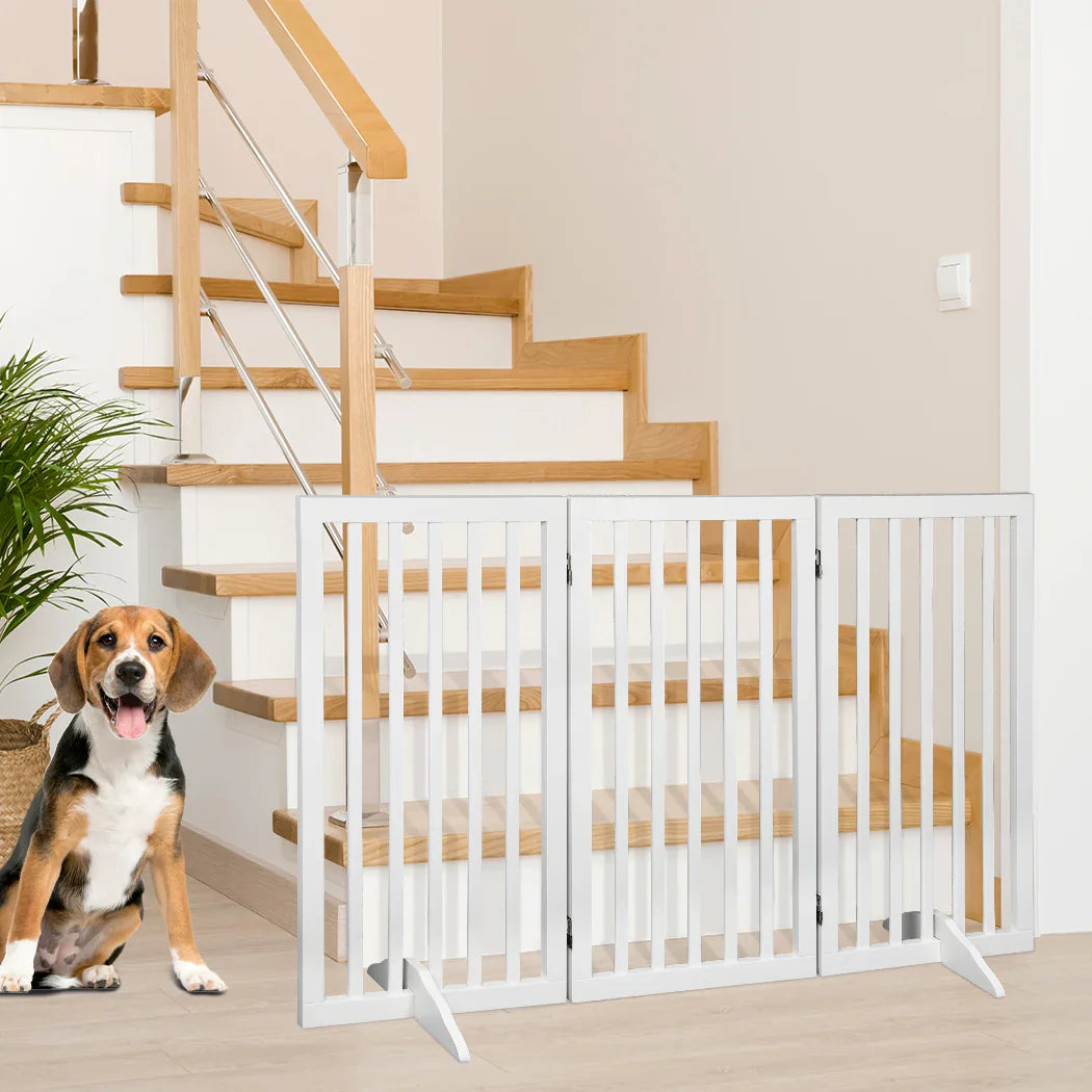 PaWz Wooden Pet Gate Dog Fence Safety White 400x 3MM-2006732963521368071