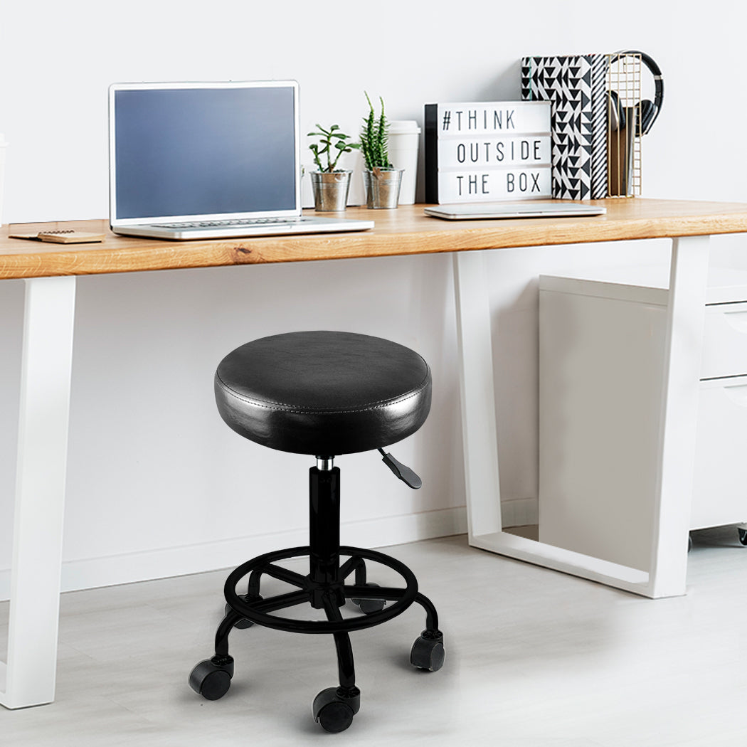 Levede Salon Stool Swivel Bar Stools Black with Black Stand-2018816731262357511
