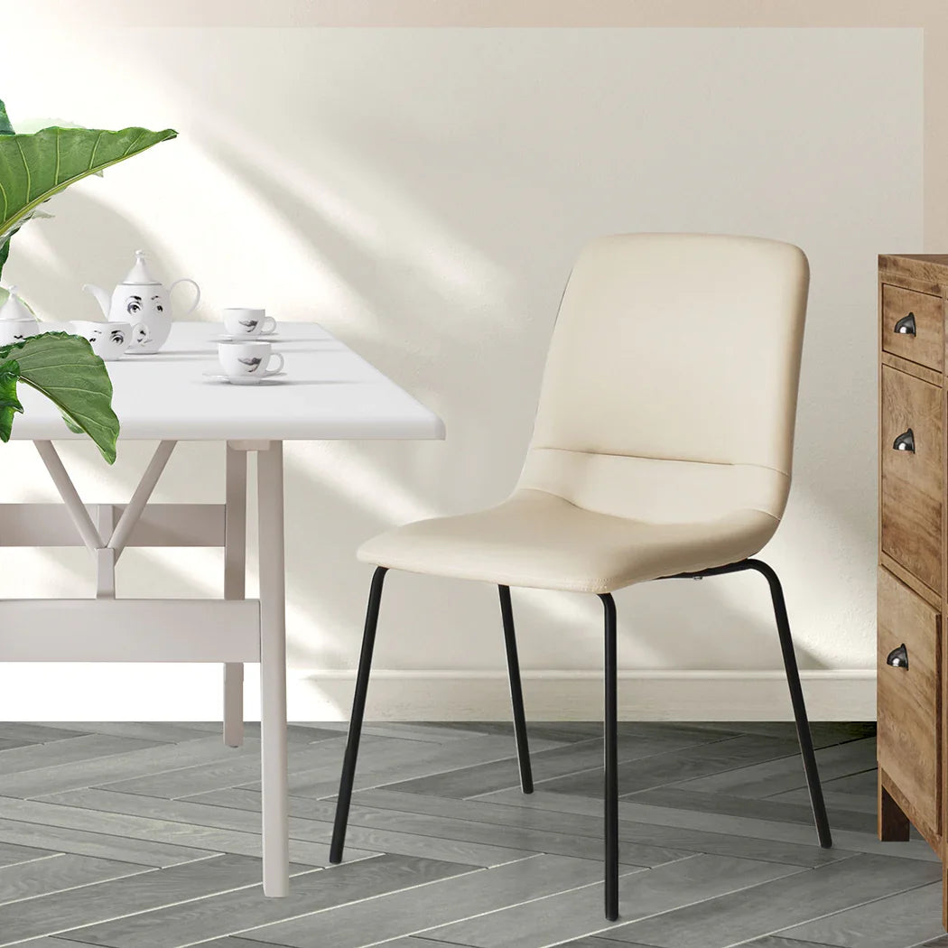 Levede Stackable Dining Chairs Kitchen Beige-2006733271492333575
