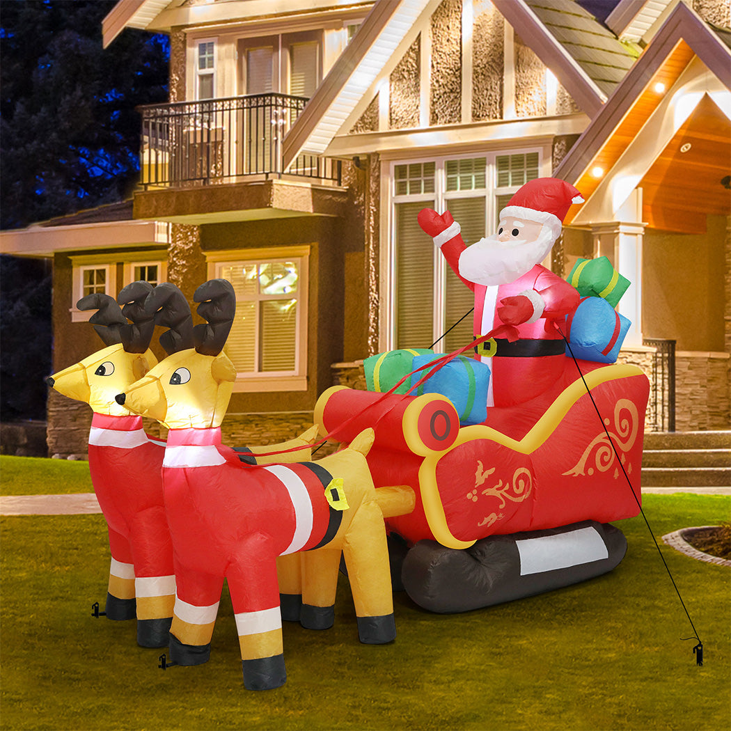 Santaco LED Inflatable Santa Sleigh Reindeer 2.2M-2065254640705998855