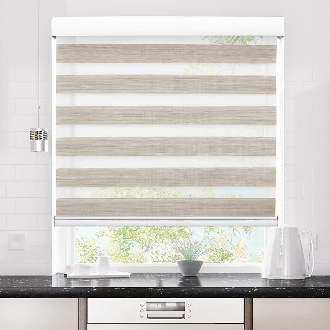 Marlow Blackout Zebra Roller Blind Curtains 180x210 Beige-2029387285140738055