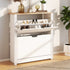 Levede Narrow Shoe Cabinet Organiser Storage Rack Flip-up Drawer 12 Pairs White-2050056773427138568