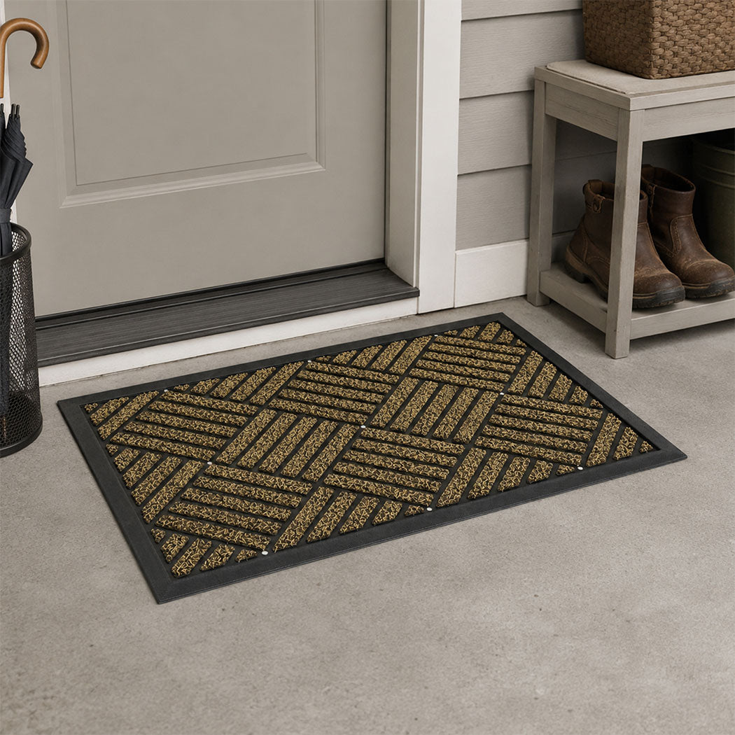 Marlow Front Door Mat 43x73cm Heavy Duty Non Slip Grass Scrape Garden Brown-2109799593108246536