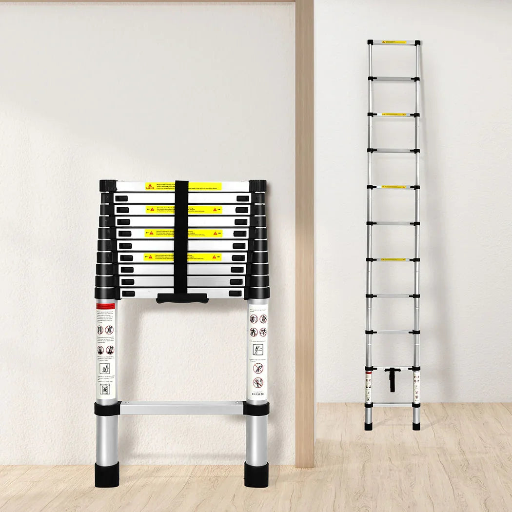 Traderight Multipurpose Ladder Telescopic 3.2M Silver 3.2 Meter-2018816847440384007