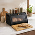 Toque Bread Box Bamboo Bread Storage Container with Cutting Board Black-2072893581194039303