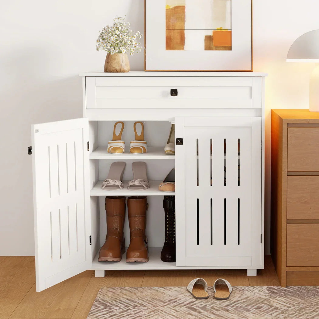 Levede Shoe Cabinet Door Storage Rack Cupboard White-2050056913709830152