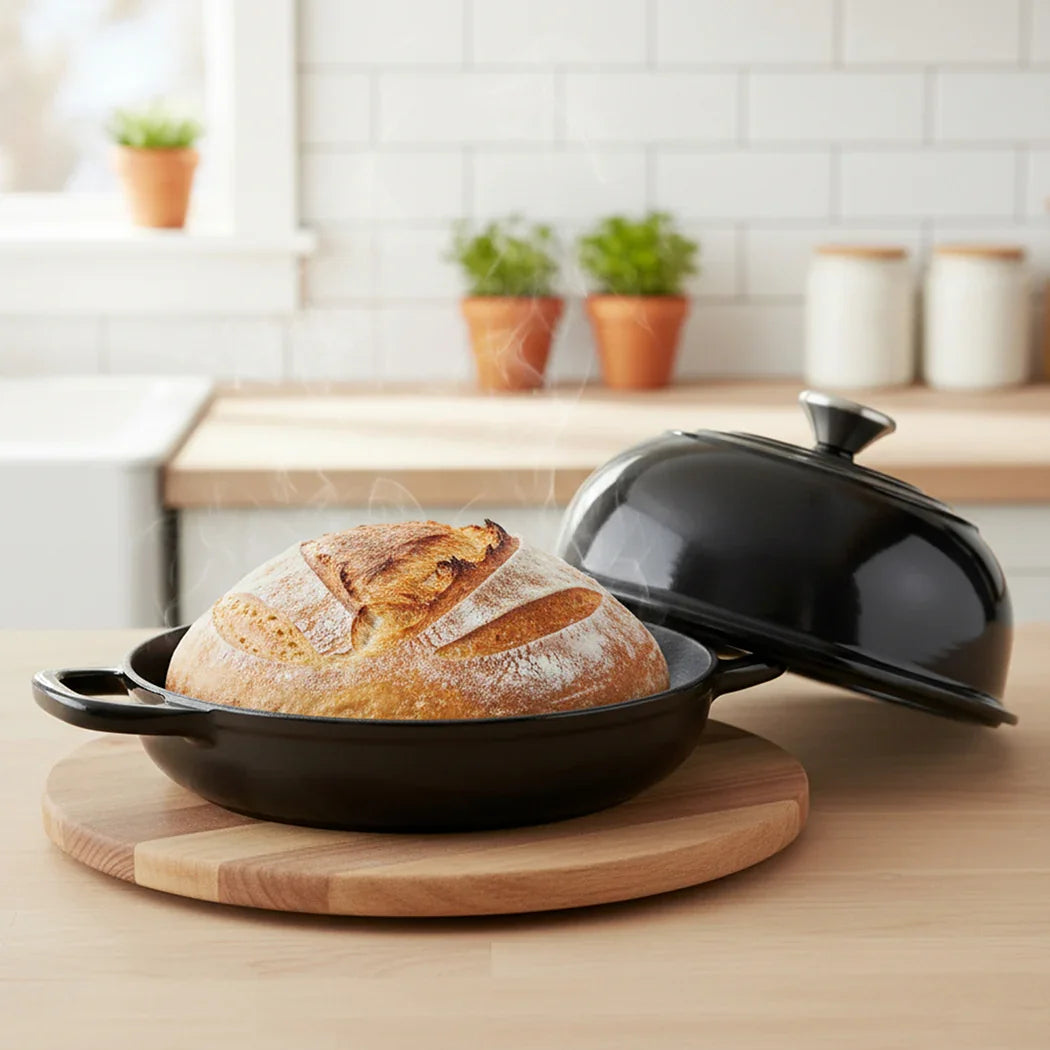 Toque Enamelled Cast Iron Dutch Oven Pot Sourdough Bread Baking Kitchen 24cm-2050056855639691271