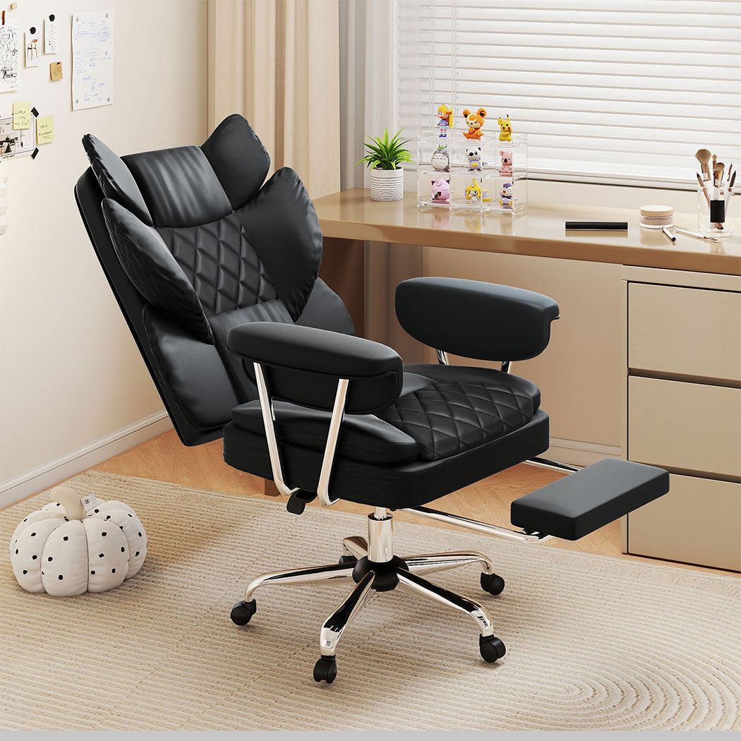 Levede Gaming Office Chair High Back PU Leather Black-2006733417676410887