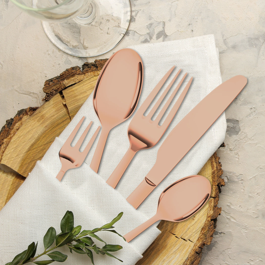 Stainless Steel Cutlery Set Glossy Knife Rose Gold-1864184347452641287