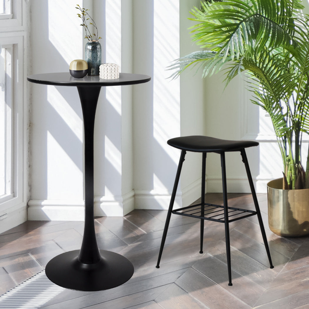 Levede 2x Round Bar Table Pub Tables Black-1864183286969012231