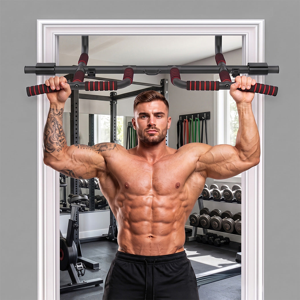 Centra Pull Up Bar Doorway No Drill 200kg Heavy Duty Carbon Steel for Home Black-2109799599676526600