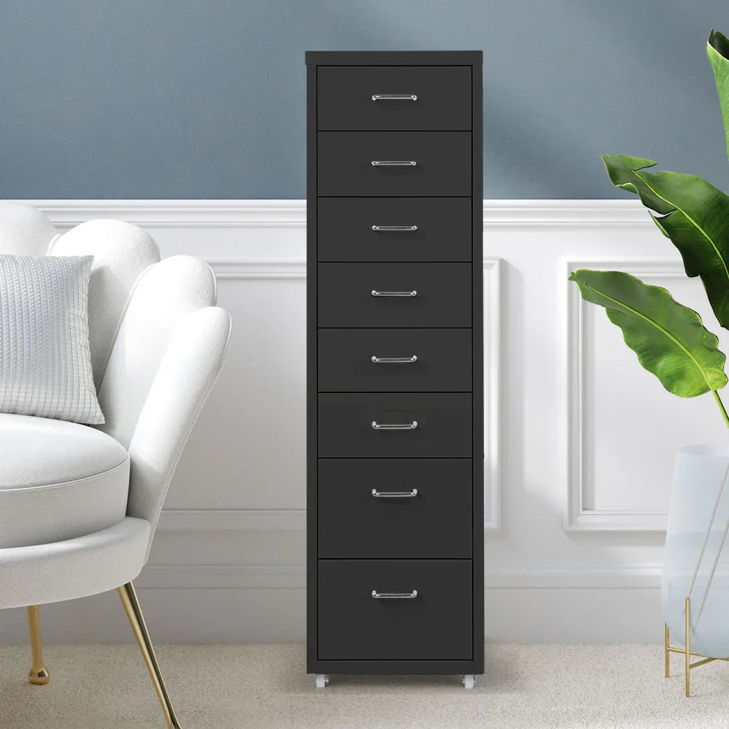 Levede 8 Drawer Office Cabinet Drawers Black-2018816893732917254