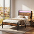 Levede Single Bed Frame LED Lights USB Charging Storage Headboard Metal Platform-2072893552618246151