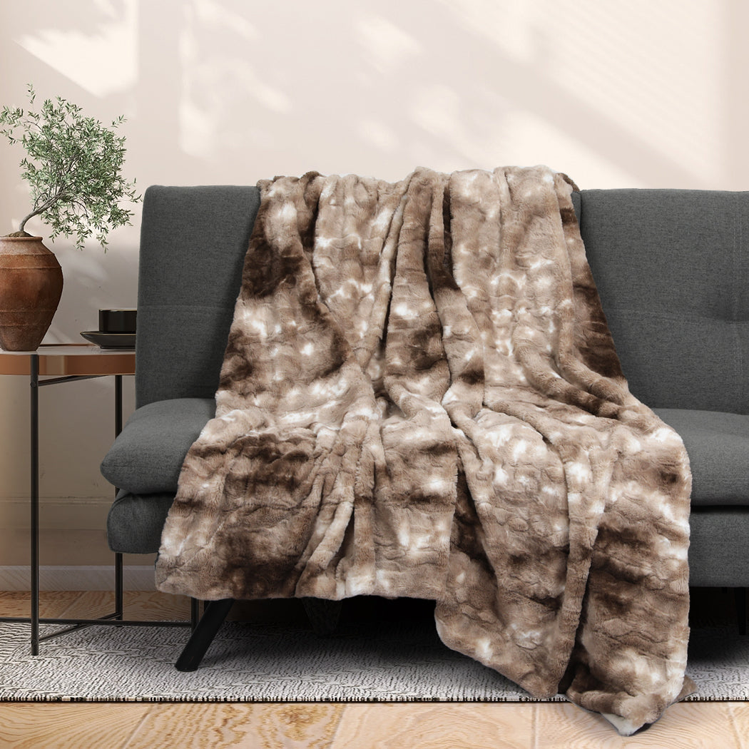 Dreamz Luxury Tie-dyed Blanket Brown 152cm x 203cm-1894516718110380038