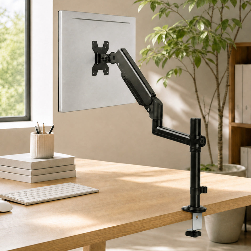 Levede Single Monitor Arm Adjustable 2-Way Desk Mount Rotatable 13-32 inch Black-2100035032734371847