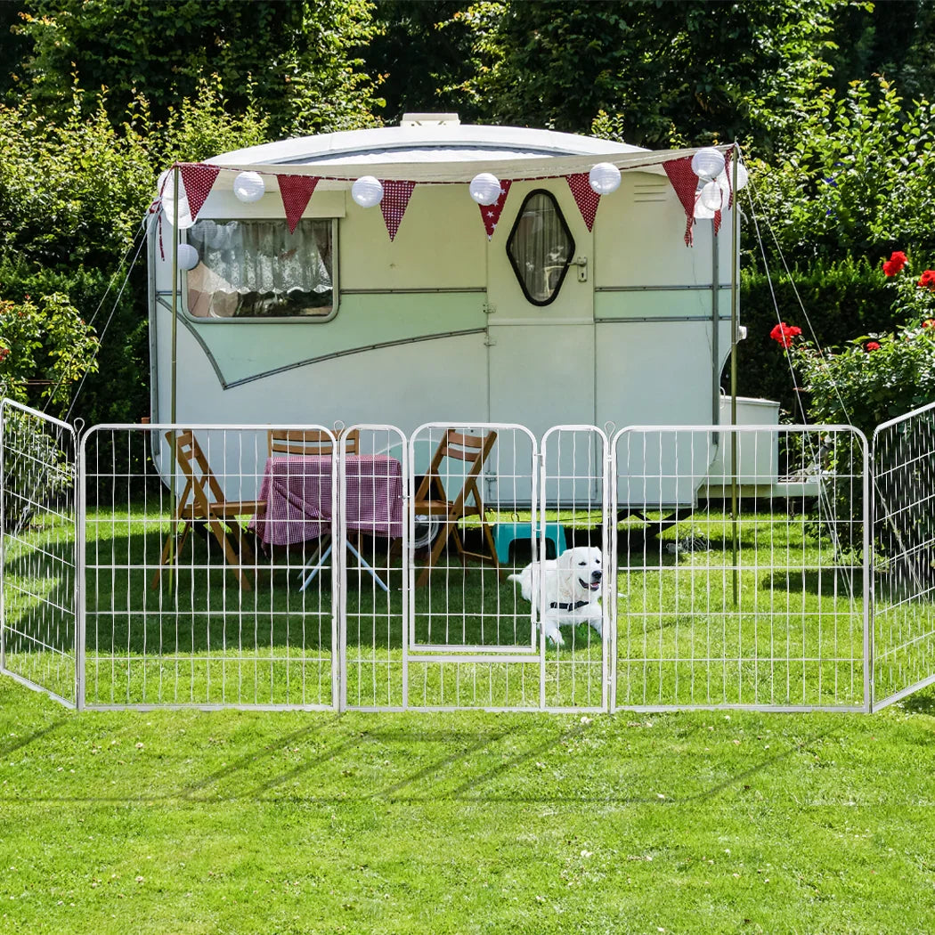 PaWz 8 Panel 32'' Pet Dog Playpen Puppy White 2.5kg Mackerel & Lamb-2018816894563389447