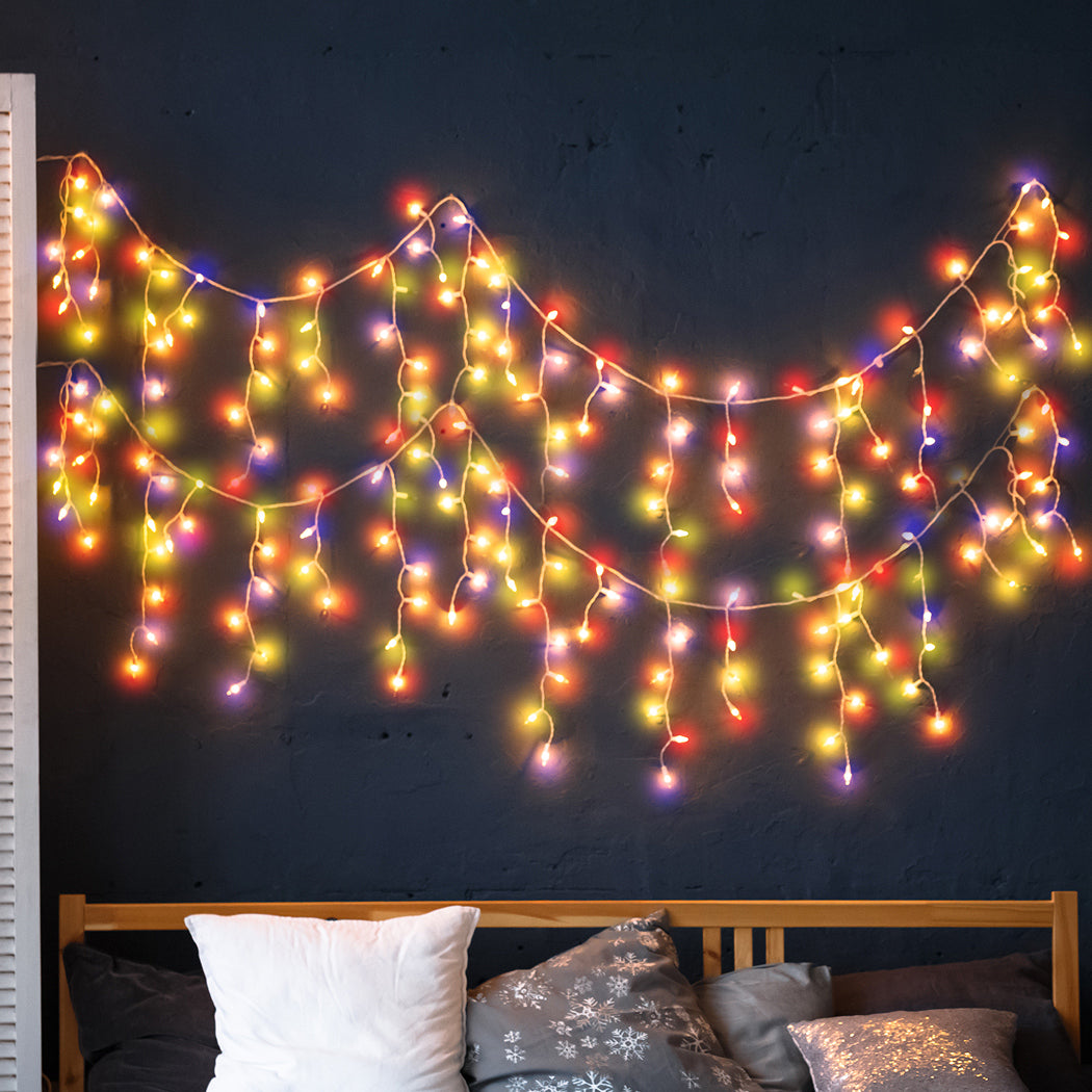 300 LED Curtain Fairy String Lights Multi Colour-1864183294040608775