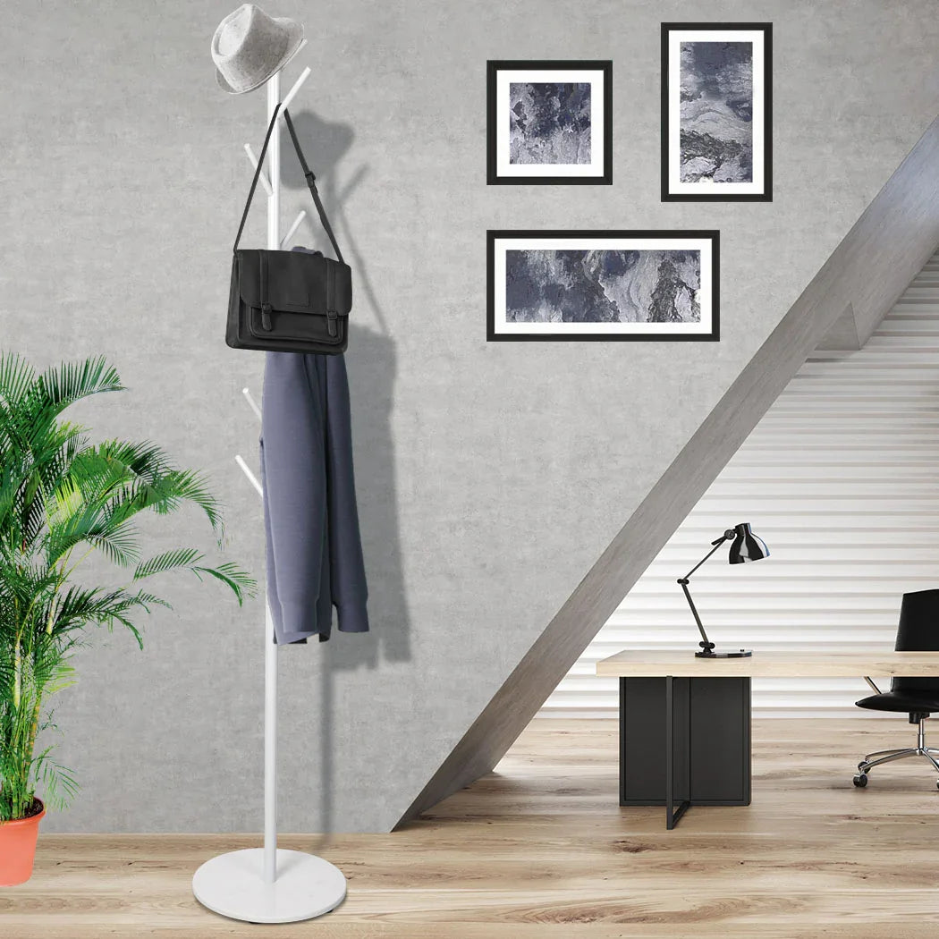 Levede Coat Rack Hat Clothes Stand Hanger White-2018816731472072710