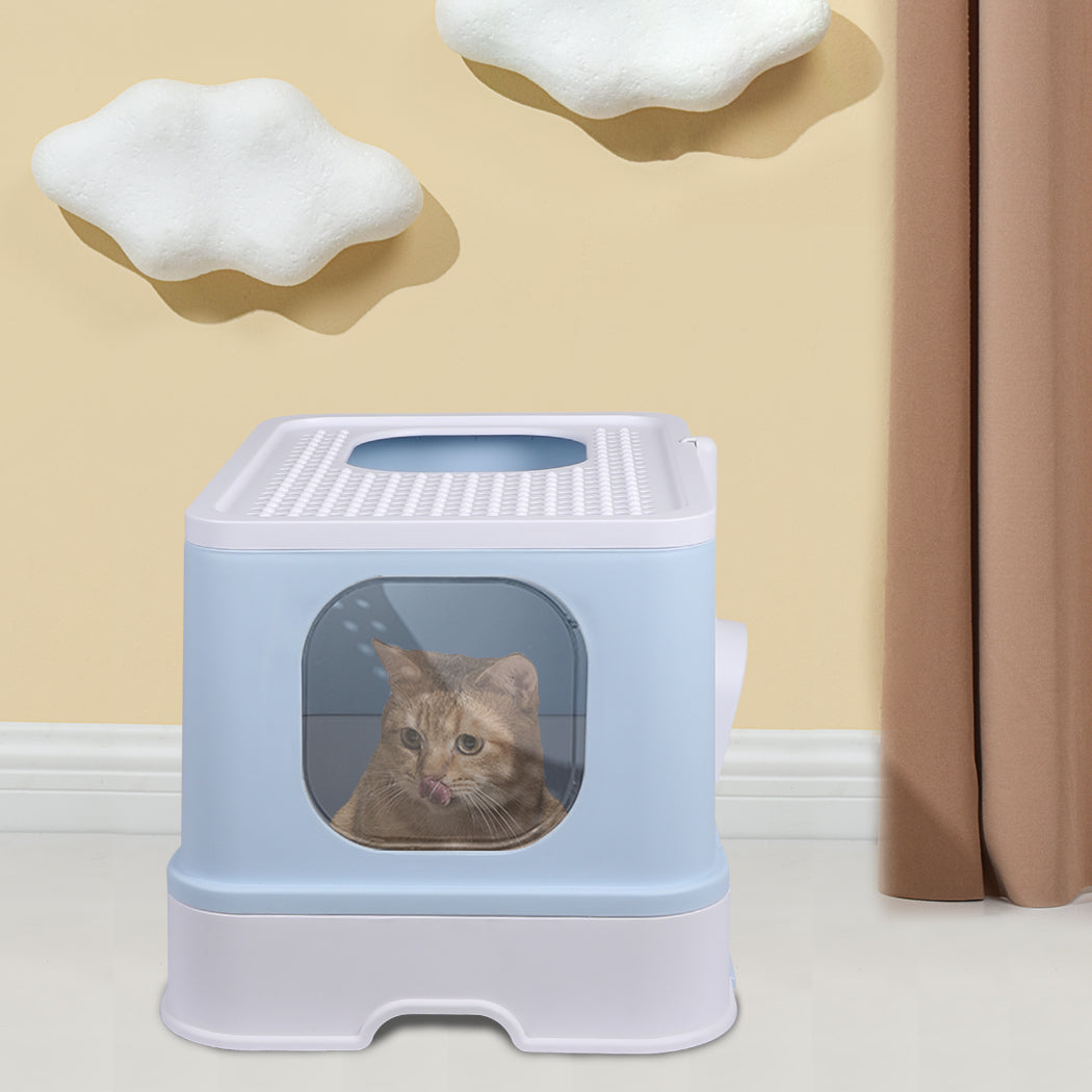 PaWz Cat Litter Box Fully Enclosed Kitty Blue-2006733131914285063