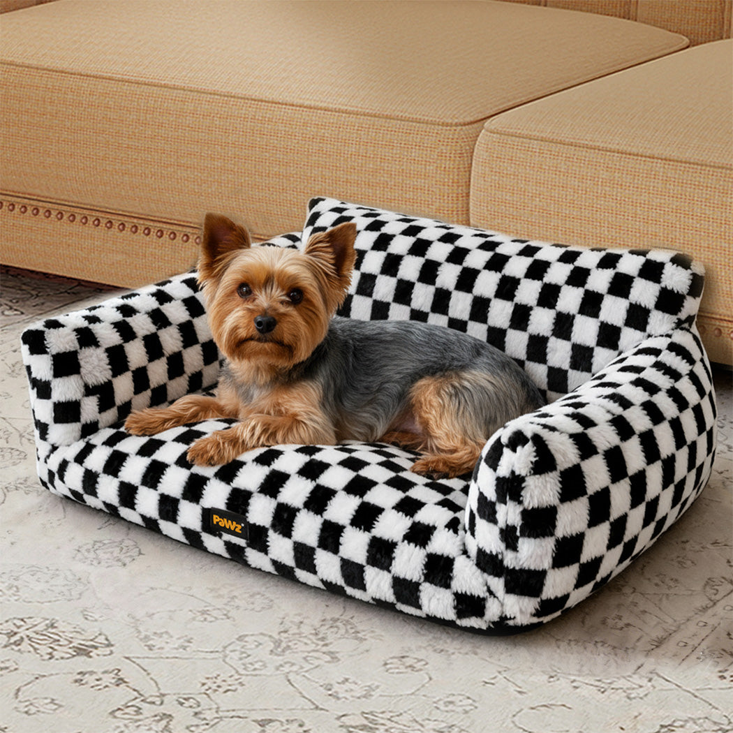 Pawz Pet Bed Plush Checkered Dog Bed Washable Cat Bed-2050056801222791175