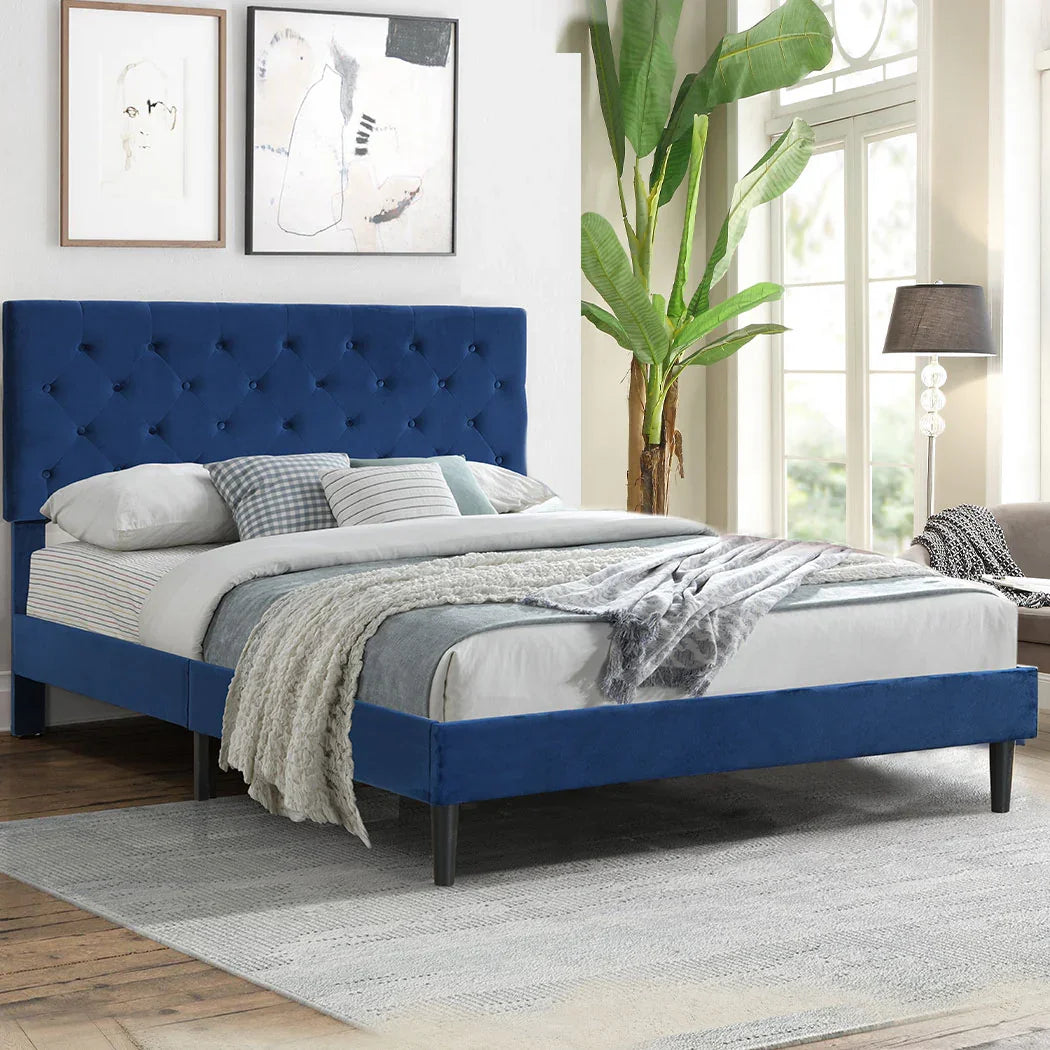 Levede Bed Frame Queen Size Mattress Blue-2006733224277053447