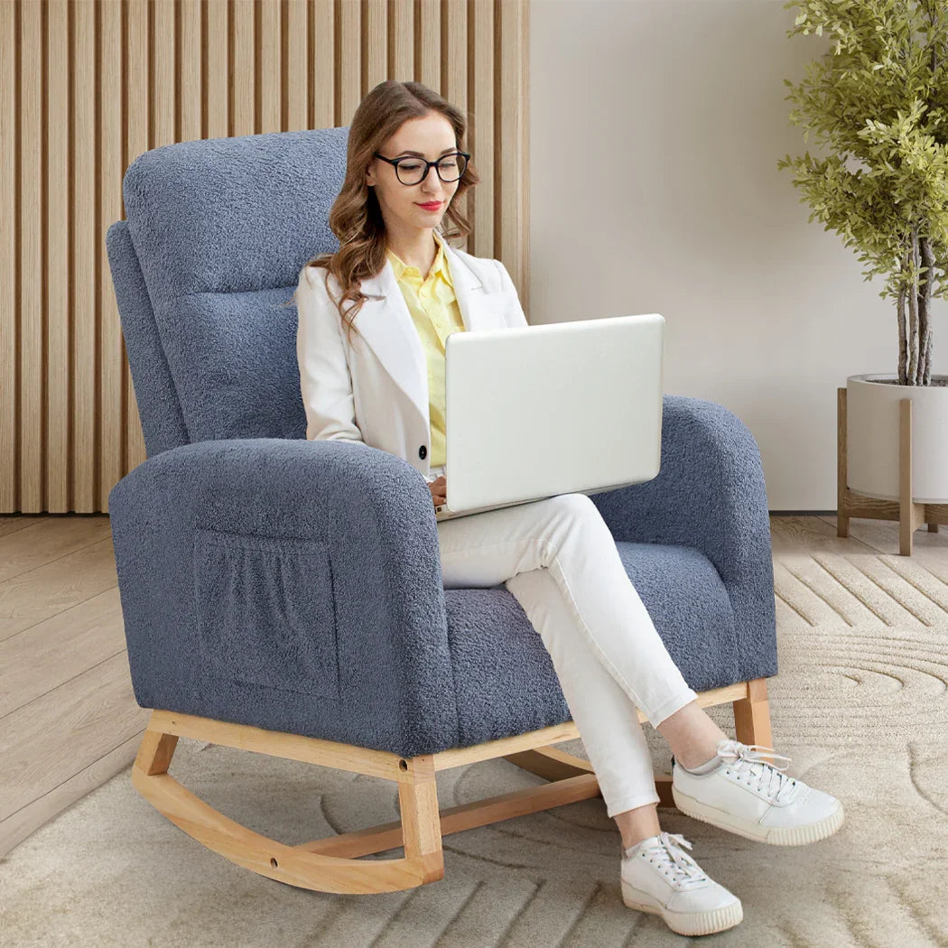 Levede Rocking Chair Ottoman Footrest With Side Pocket-2006732687477444614